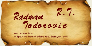 Radman Todorović vizit kartica